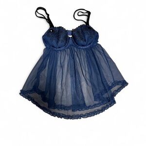 Victoria Secret Sheer Navy Babydoll Lingerie Nightdress